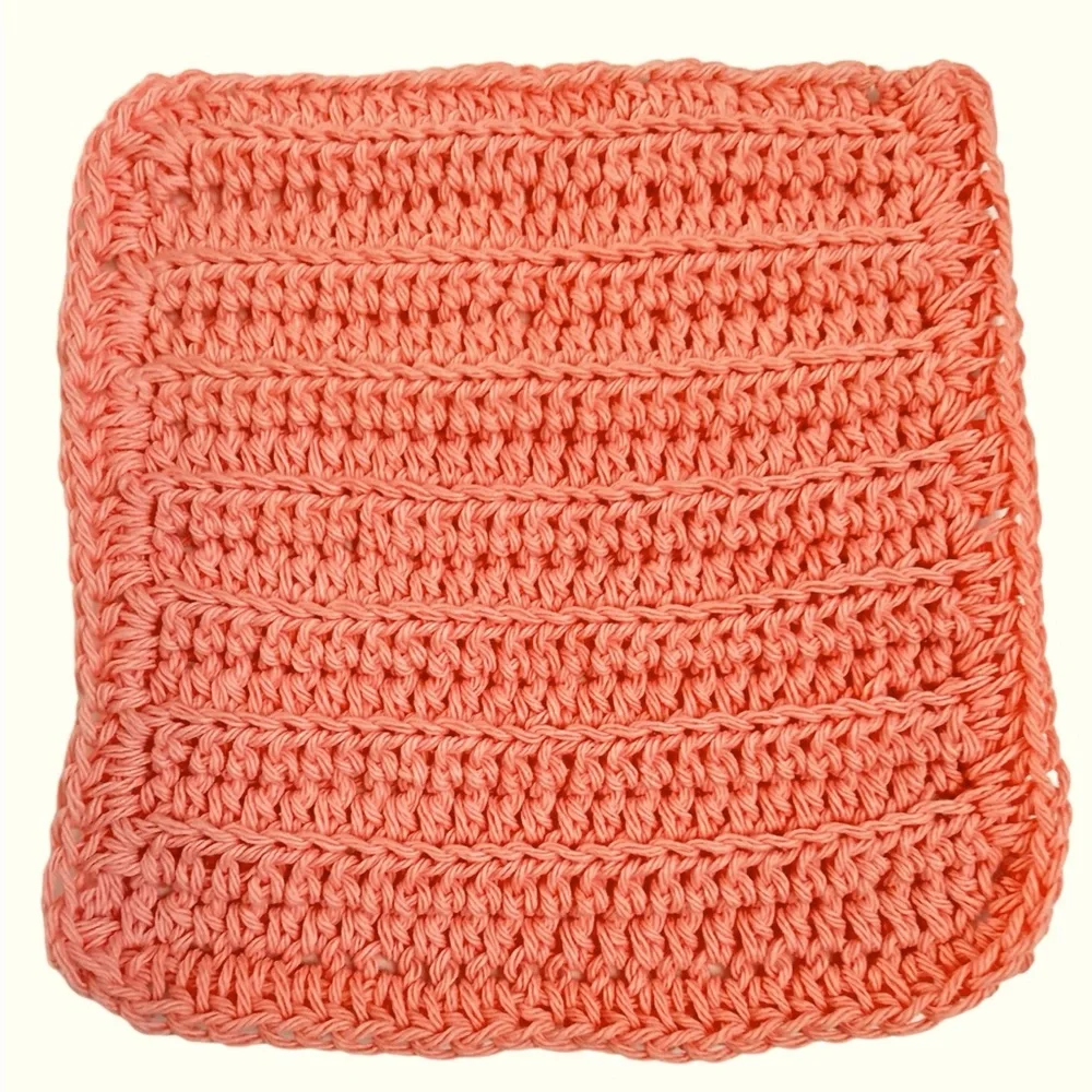 HAND CRAFTED Crochet Colorful Coral 100% Cotton All Purpose Dish or Wash Cloths